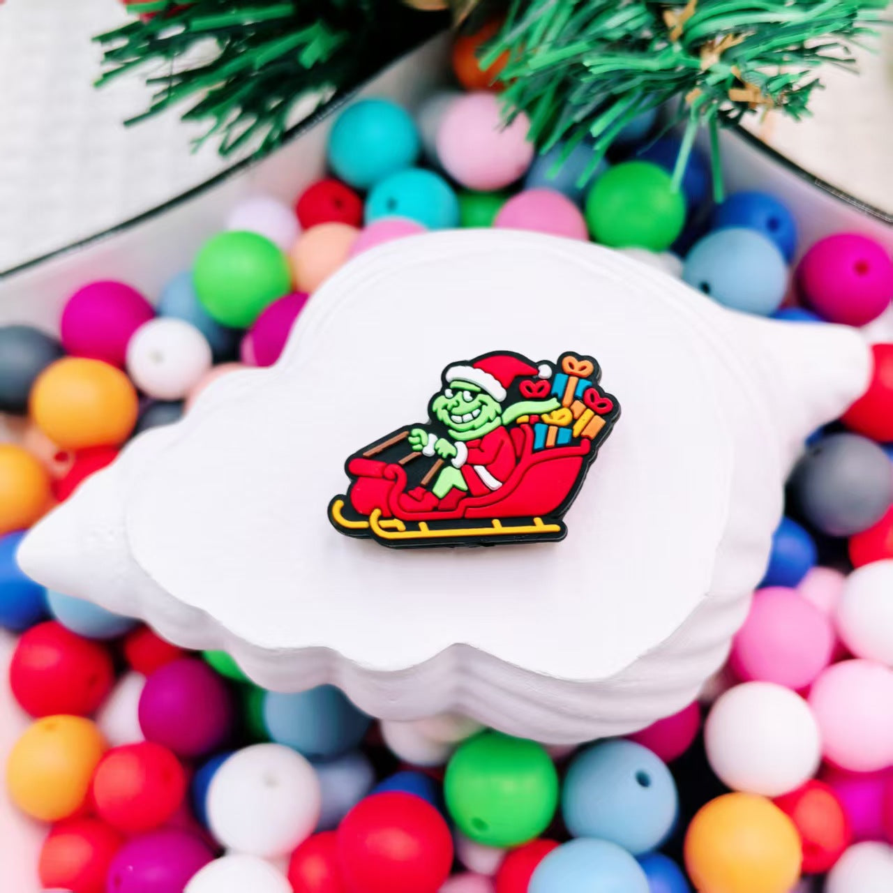 Wholesale 10pcs/pack 2D Christmas  Cartoon Focus Beads  DIY Silicone Beads